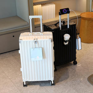 <span class=keywords><strong>Valise</strong></span> de voyage multifonctionnelle à coque rigide pour PC avec port USB, porte-gobelet, compartiment de confidentialité et roulettes pivotantes - Product Image 1