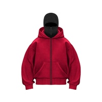 Sweat à capuche balaclava zippé intégral épais pour homme, avec masque facial intégré, 360 GSM 500 GSM, coupe oversize, pour le sport