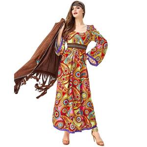 Disfraz Retro Hippie de Halloween para Mujer, Traje de Diosa Tribal Disco, Vestido de Cosplay, Atuendo para Actuación, Venta al por Mayor - Product Image 3