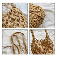 Nouveau style décontracté, sac tissé simple pour femme, sac fourre-tout en paille tissée pour voyage en extérieur avec bandoulière