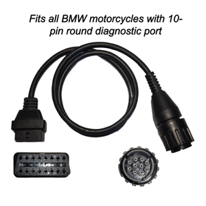 كابل تشخيص OBD2 متين وعالي الجودة بـ 10 دبابيس مستديرة إلى 16 دبوسًا للدراجات النارية BMW، متوافق مع أدوات ICOM A2/A3/NEXT GS-911 - Product Image 1