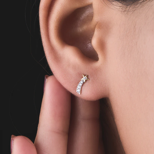 Pendientes de tuerca de diamante inspirados en estrellas fugaces con estilo de Venta caliente con diseño moderno para atuendo de moda a juego de la India - Product Image 2