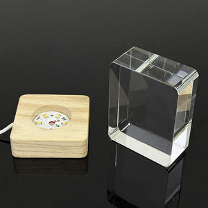 Yüksek Kaliteli Dijital Baskılı Oymalı Boş Kristal Cam Kağıt Ağırlığı Ahşap Işıklı Tabanlı - Product Image 3