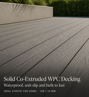 Planches de terrasse en composite WPC co-extrudé, solides, imperméables, antidérapantes, à grain de bois, pour jardin et patio