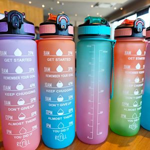 Cross Border Space Cup Duckbill Straw Plastic Gradient Travel Mug 1000ml Fitness Sports Frosted 13 Colors - Product Image 3