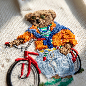 Suéter Polo Jacquard con Diseño de Oso, Estilo Preppy Vintage para Hombre, Tejido de Punto 12GG, Patrón Animal Retro, Mezcla de Lana, Top Corto de Verano - Product Image 6