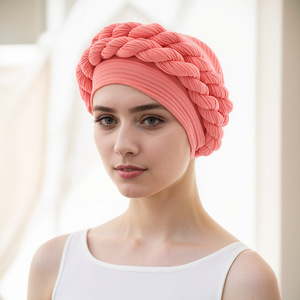 ฮิญาบ1ชิ้น, ฮิญาบยืดหยุ่นได้พร้อมผ้าพันคอถักเปีย - Product Image 6