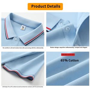 T-shirt pour homme avec logo brodé personnalisé, col contrasté, mélange coton et polyester, publicité d'entreprise, polo de travail - Product Image 4