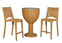 Ensemble moderne de table de bar et de chaises hautes en rotin pour l'extérieur, idéal pour les mariages, la cuisine, le jardin, le sous-sol, la terrasse et les espaces commerciaux