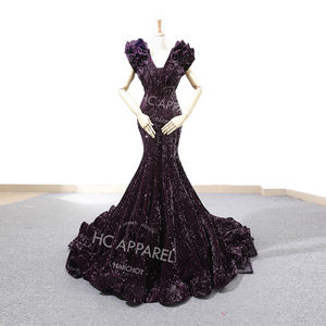 Robes de soirée rouges élégantes pour dames V-Ne Mermaid Lace-Up Style avec Long Train Luxury & Modest Ethnic Fabric Clothing - Product Image 6