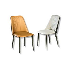 Chaise de salle à manger en cuir moderne et confortable Lu avec dossier pour la maison et l'hôtel, pieds en métal - Product Image 3