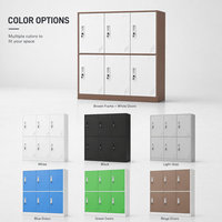 Armoire de rangement en acier à 6 portes avec cadre marron et portes blanches pour le bureau, l'école, la maison et l'organisation sécurisée des affaires personnelles