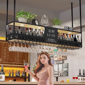 Porte-verres mural moderne en fer forgé pour gobelets inversés, support à vin suspendu pour restaurant 10-19 - Product Image 3