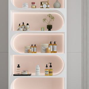 LE Vente chaude Étagère de présentation pour salon de coiffure et de beauté, Armoire de rangement en bois, Vitrine de présentation de cosmétiques - Product Image 3