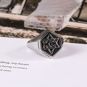 Retro Starburst Men's <b>Ring</b> <b>Titanium</b> Steel Eight Pointed Star Gift Jewelry SA623 - Product Image 4