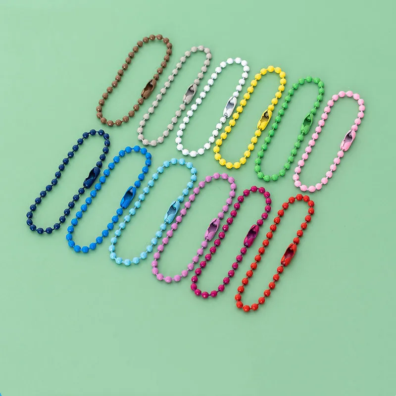 2.4mm renkli top boncuk zincir konnektörü ile metal boncuk zinciri boncuk zincir 12CM uzunluk özelleştirilmiş renk topu zincir kolye anahtarlık anahtarlık