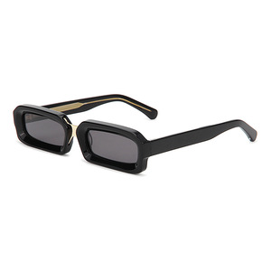 Lunettes de soleil rectangulaires à monture intégrale noire, protection UV400, style unisexe adulte - Product Image 5