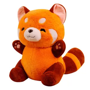 Botu ตุ๊กตาผ้ากำมะหยี่น่ารักสีแดงโลโก้กำหนดเองตุ๊กตาหมีแพนด้าแดง kawayi ของเล่นของขวัญปีใหม่ขายส่ง