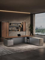 Table de bureau en bois en forme de L, moderne et luxueuse, pour cadres - Table de président 68, imperméable et résistante aux rayures