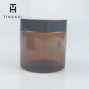 Wholesale Cosmetic Food Packaging 100ml 150ml 200ml 250ml 300ml Amber Black Pet Plastic Cosmetic Cream <b>Jar</b> with White Black Lid - Product Image 4