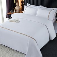 Parure de lit simple en coton blanc de luxe, taille standard, avec pigments personnalisés, pour hôtels de Dubaï