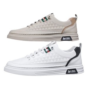 Zapatillas Deportivas Casuales para Hombre con Cordones, Parte Superior de Malla Transpirable, Ligeras, con Suela Suave, Punta Redonda, Blancas, Modernas, con Plataforma Delgada - Product Image 1