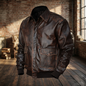 Chaqueta de Cuero Genuino Vintage para Hombre, Cortavientos con Cremallera y Cuello Vuelto, Abrigos de Otoño, Venta al por Mayor, Diseño de LOGO Personalizado 2026 - Product Image 3