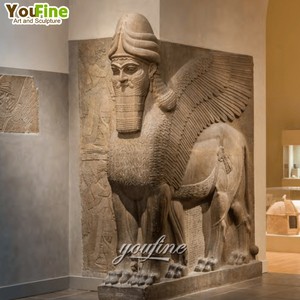 Klassischer Garten im Freien oder Tor Seite Naturstein Marmor <span class=keywords><strong>Lamassu</strong></span> Statue - Product Image 2