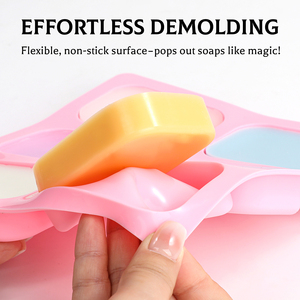 MUYULINS Factory 6-Cavity Rectangular Shape Maker LFGB Platinum Non-Stick BPA-Free <b>Silicone</b> Soap Mold - Product Image 4