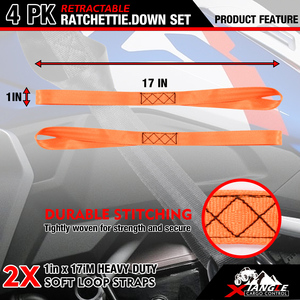 Correas de Amarre Automáticas Personalizadas 2PK con Trinquete, 1"x10ft, 1760lbs, Correa Retráctil Automática para Cortacésped y Equipo - Product Image 2