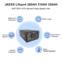 Kit de Batería de Litio Ferrofosfato JKESS 51.2V 15kWh 280AH con BMS de Balance Activo, Caja Apilable 6U para Almacenamiento Solar, UE