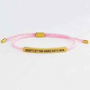 Joyería de inspiración de moda, regalo para mujeres y hombres, pulsera de cuerda trenzada ajustable con letras grabadas: NO DEJES QUE LOS DÍAS DIFÍCILES TE VENCAN - Product Image 4