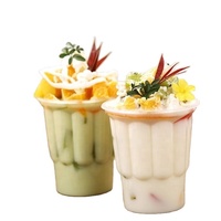 Boîte à gâteau transparente personnalisée de 220ml 280ml tasse en plastique PP jetable pot de yaourt crème glacée pouding tasse à dessert avec couvercle et cuillère