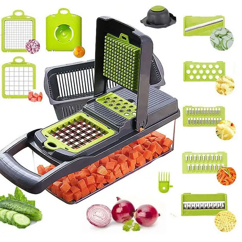 New Arrival Multifunctional 12 In 1 Handheld Vegetable Chopper Onion Cutter Potato Peeler Kitchen Fruits Slicer Vegetable Cutter