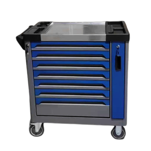 Boîte à outils en acier à 7 tiroirs verrouillable avec roues et verrous, chariot de garage personnalisable OEM pour réparation automobile avec 424 outils - Product Image 2