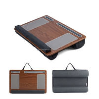 Bureau portable en bambou pour ordinateur portable avec support pour téléphone et iPad, hauteur réglable, durable, pour lit, bureau, maison, avec tapis de souris