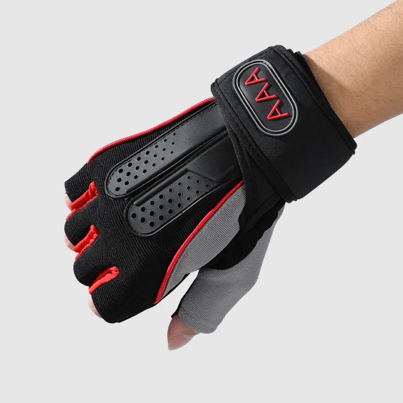 Custom logo fitness half finger gym wrist strap sport weight lifting gloves for man