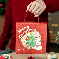 Boîte cadeau de Noël avec fenêtre et poignée, motif rouge, 4 compartiments, pour biscuits, bonbons, présentation de fêtes
