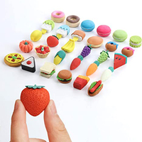 Gommes à effacer promotionnelles en caoutchouc TPR 3D personnalisées de haute qualité, motifs animaux de dessin animé et fruits, avec logo OEM, marque BonVada, pour l'école