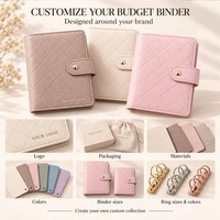 Organiseur à anneaux Hongbo 6 anneaux en cuir grainé matelassé A6 avec enveloppes pour argent liquide