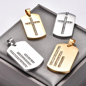 Collar con Colgante de Identificación de Acero Inoxidable con Circonita Cúbica para Mujer y Hombre, Estilo Hip Hop, Placa con Nombre, Dijes, Cadena, Joyería Metálica para Exteriores - Product Image 5
