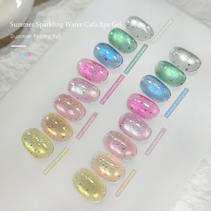 8 Farben Summer Sparkling Water Glasperlen Japanisches Gel Cat Eye Flash Saftige Cat Eye Gel politur - Product Image 3