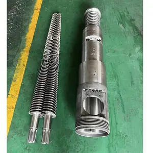 Factory Direct Sale Conical Twin Screw and Barrel Bimetallic Extrusion Screw Barrel for Extruder Machine