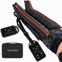 Bottes de massage à compression d'air à 6 chambres pour la récupération des jambes, panneau numérique, 23 niveaux, 30-250 mmHg, zones individuelles D1-D6