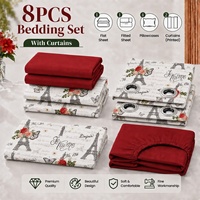 Vente en gros de linge de lit 8 pièces pour lit king size et queen size avec rideaux assortis, ensemble de literie imprimé floral au toucher doux