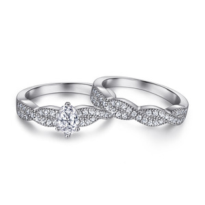 Luxury S925 <b>Sterling</b> <b>Silver</b> Oval Shaped Zircon <b>Rings</b> <b>Set</b> For Women Engagement Wedding Factory Wholesale - Product Image 4