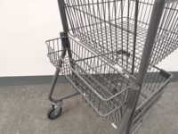 Chariot de courses à deux paniers pour supermarché, double couche
