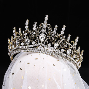 Diadema della corona degli accessori per capelli da sposa della festa di compleanno del cristallo di rocca fatto a mano scintillante di lusso per la sposa - Product Image 4