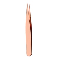 Pince à épiler en acier inoxydable couleur or rose, à pointe inclinée, prise en main précise et ferme, outil de beauté pour le soin des sourcils et des cils