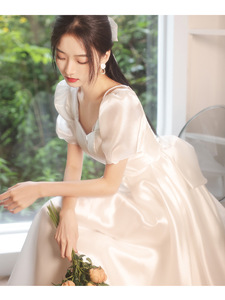 Robes de soirée courtes personnalisées en gros, robes de fiançailles blanches à la française, robes de réception pour femmes - Product Image 5